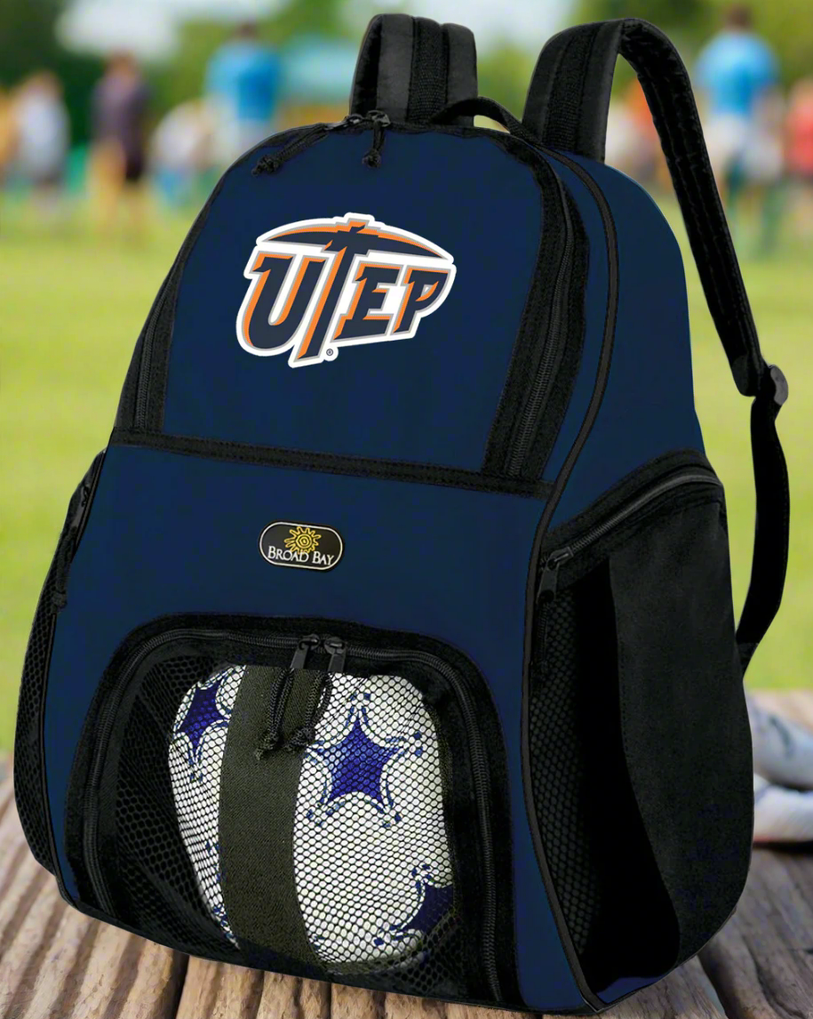 UTEP Soccer Ball Backpack or University of Texas El Paso Volleyball Sports Gear Bag