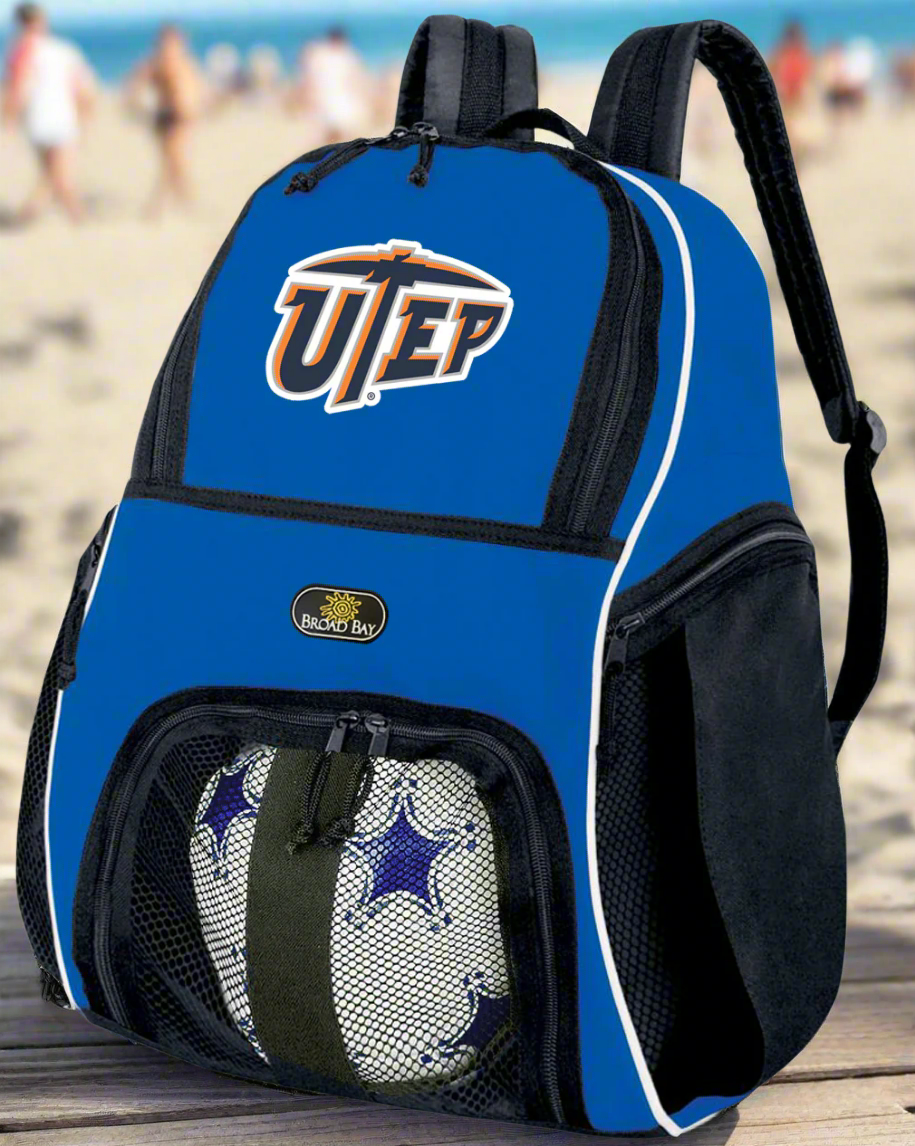 UTEP Soccer Ball Backpack or University of Texas El Paso Volleyball Sports Gear Bag