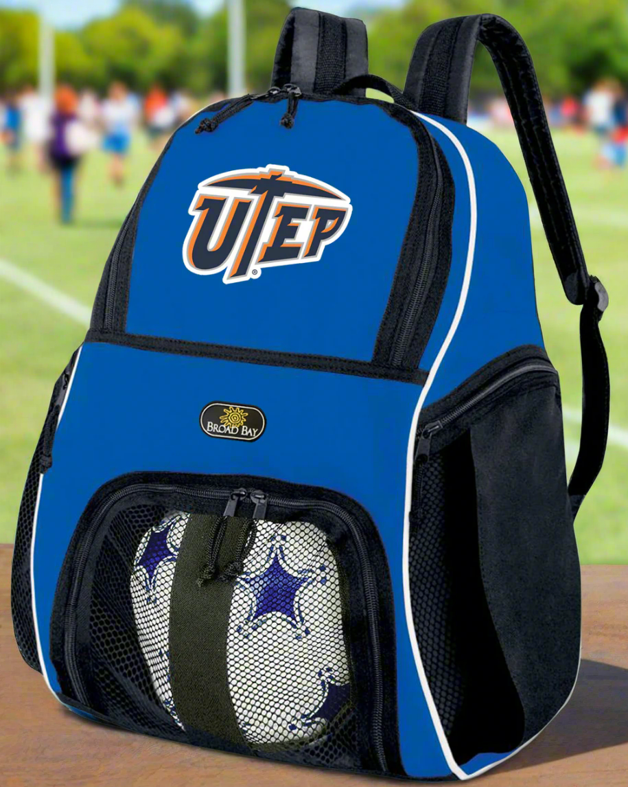 UTEP Soccer Ball Backpack or University of Texas El Paso Volleyball Sports Gear Bag