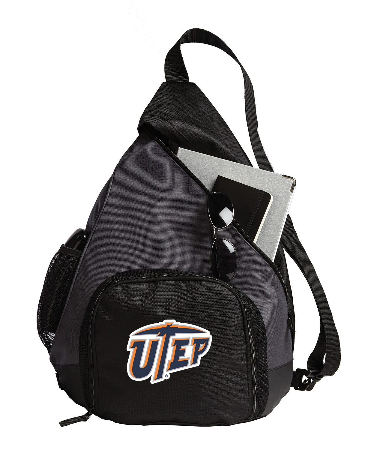 UTEP Sling Backpack University of Texas El Paso Bag with Soccer Ball or Volleyball Bag Sports Gear Compartment Practice Bag