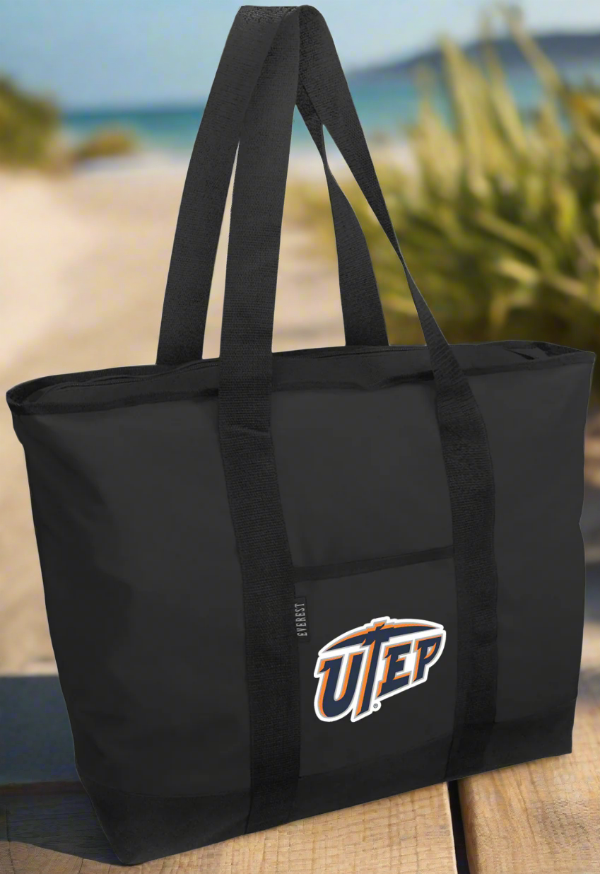 UTEP Tote Bag University of Texas El Paso Large Zippered Tote