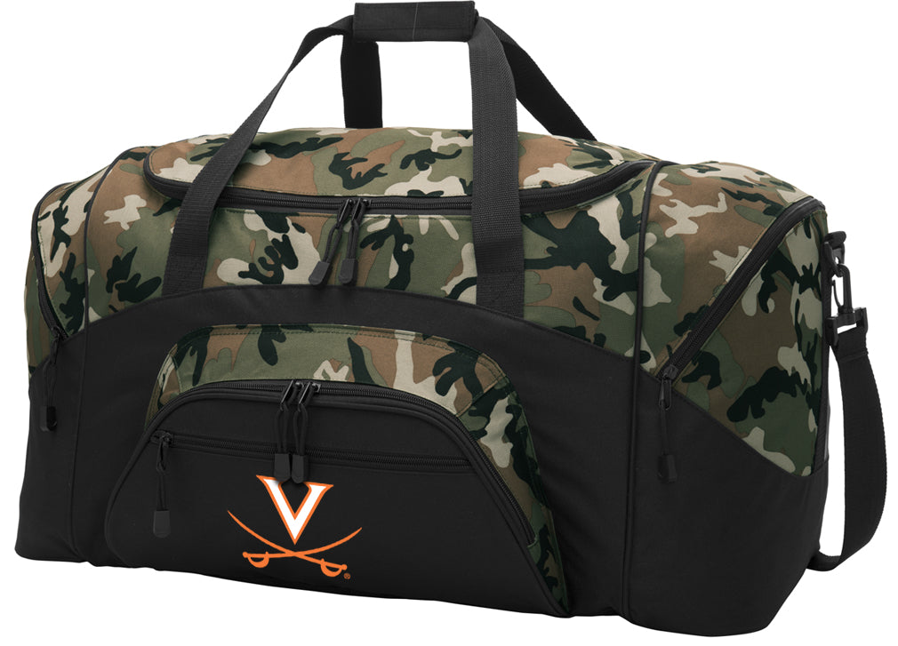 UVA Large Camo Duffel Bag University of Virginia Suitcase or Sports Gear Bag