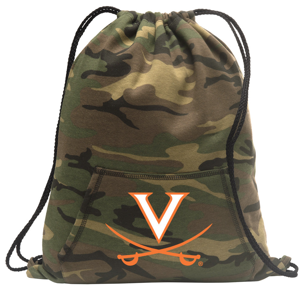 UVA Camo Drawstring Backpack University of Virginia Hoody Style Cinch Pack Bag