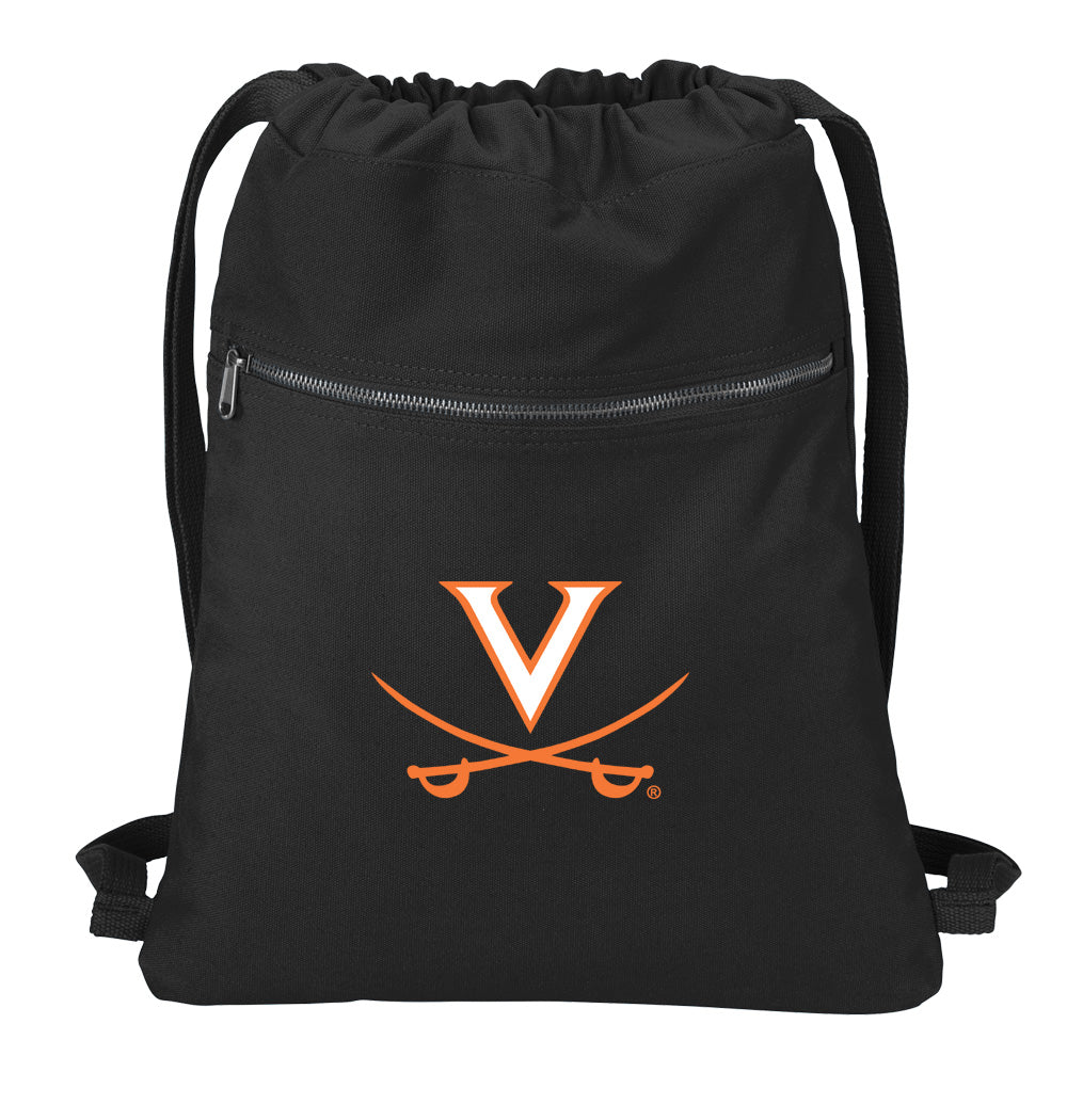 UVA Canvas Drawstring Backpack University of Virginia Cotton Cinch Pack Bag