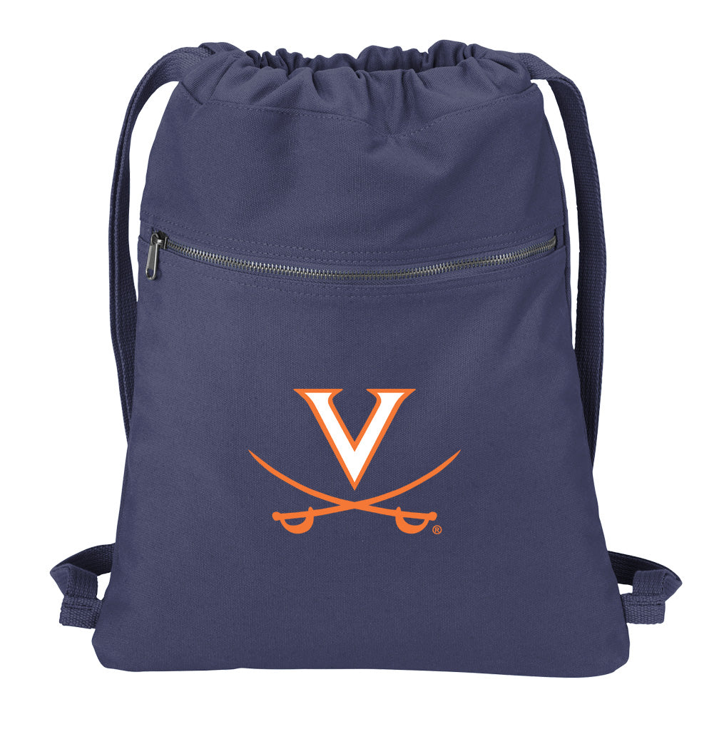 UVA Canvas Drawstring Backpack University of Virginia Cotton Cinch Pack Bag