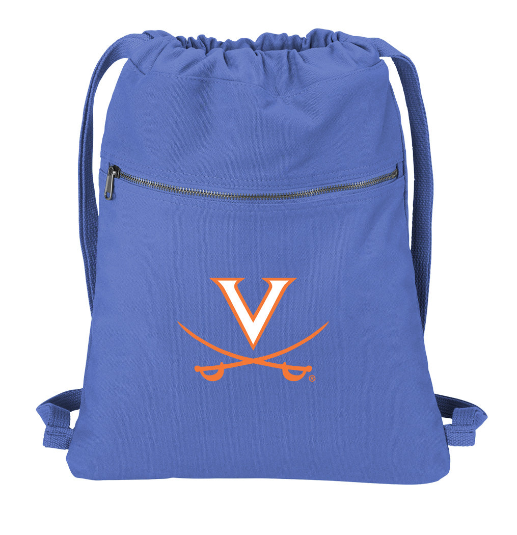 UVA Canvas Drawstring Backpack University of Virginia Cotton Cinch Pack Bag