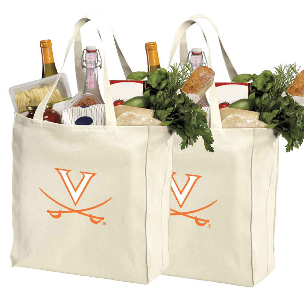 UVA Grocery Shopping Bags 2 PC SET University of Virginia Reusable Cotton Bags