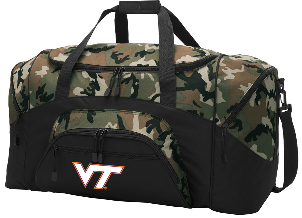 Virginia Tech Large Camo Duffel Bag VT Hokies Suitcase or Sports Gear Bag