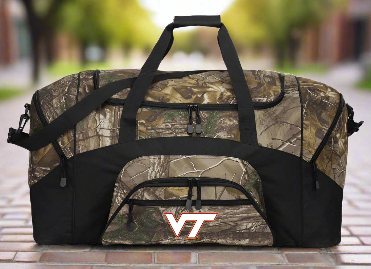 Virginia Tech Camo Large Duffel Bag VT Hokies Suitcase Travel Bag or Sports Gear Bag