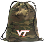 Virginia Tech Camo Drawstring Backpack VT Hokies Hoody Style Cinch Pack Bag