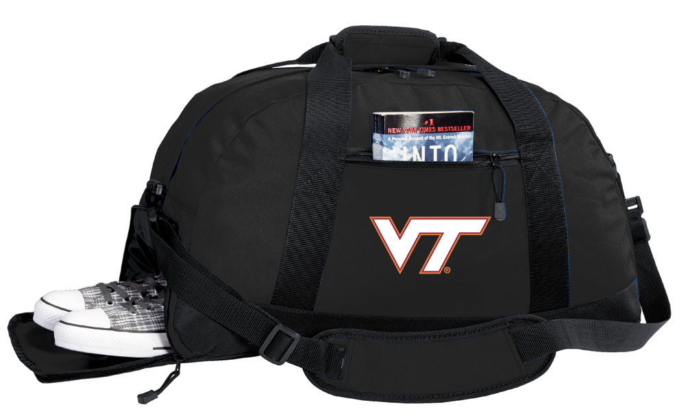 Virginia Tech Duffel Bag VT Hokies Gym or Sports Bag with Shoe Pocket