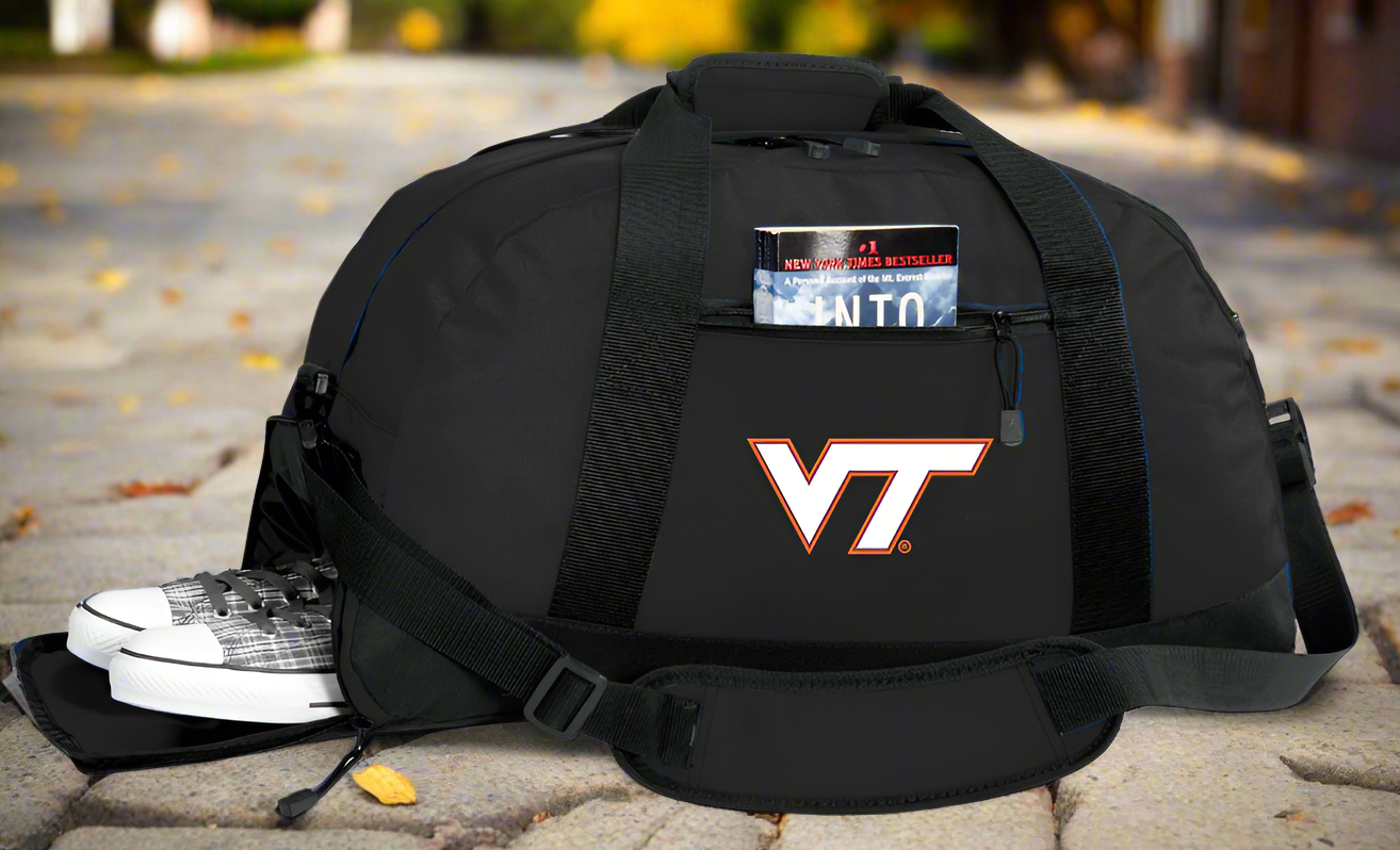 Virginia Tech Duffel Bag VT Hokies Gym or Sports Bag with Shoe Pocket