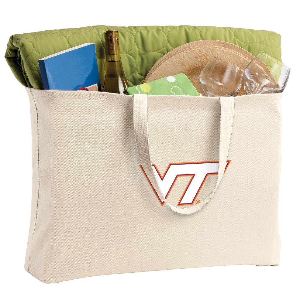 Virginia Tech Large Tote Bag VT Hokies Jumbo Tote for Beach Pool or Travel