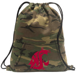 Washington State Camo Drawstring Backpack WSU Cougars Hoody Style Cinch Pack Bag