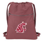 Washington State Canvas Drawstring Backpack WSU Cougars Cotton Cinch Pack Bag