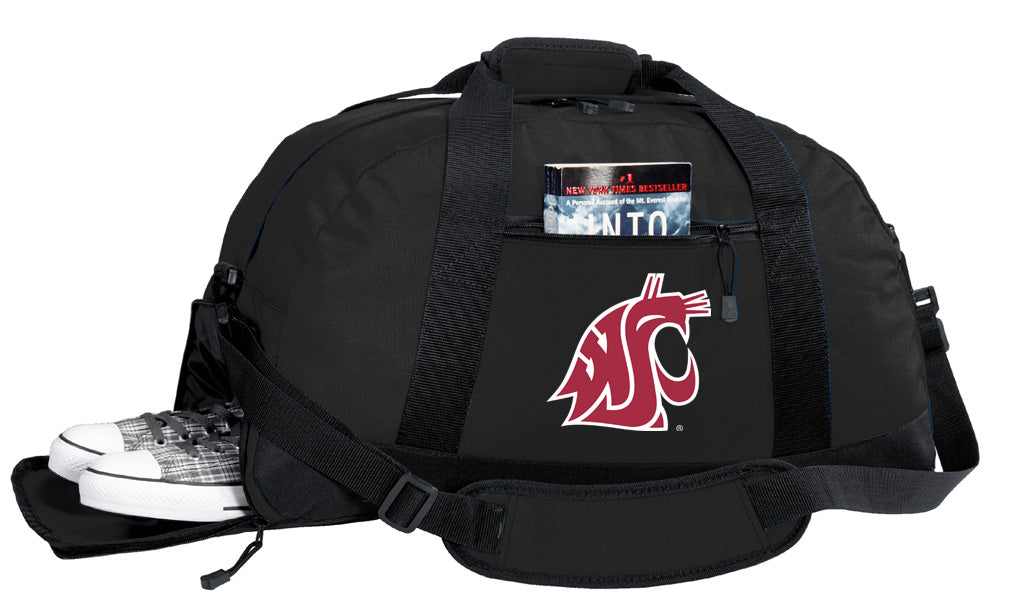 Washington State Duffel Bag WSU Cougars Gym or Sports Bag with Shoe Pocket