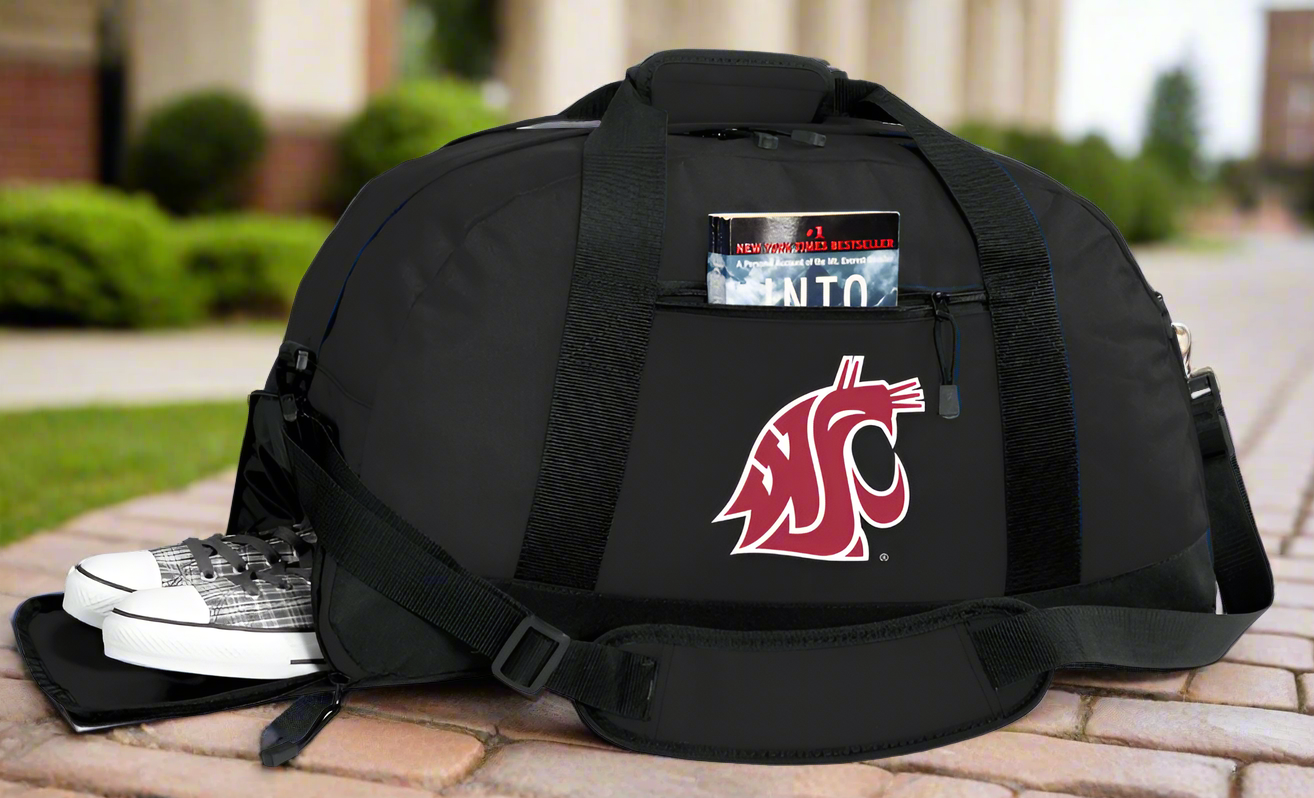 Washington State Duffel Bag WSU Cougars Gym or Sports Bag with Shoe Pocket