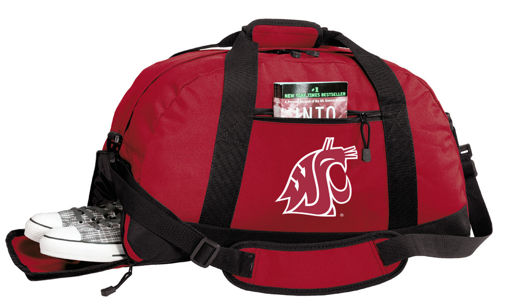 Washington State Duffel Bag WSU Cougars Gym or Sports Bag with Shoe Pocket