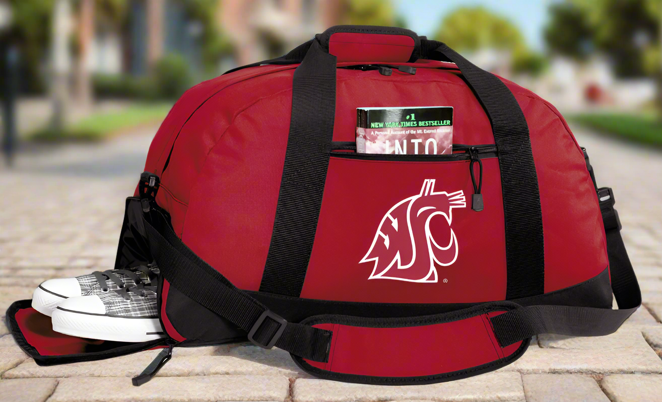 Washington State Duffel Bag WSU Cougars Gym or Sports Bag with Shoe Pocket