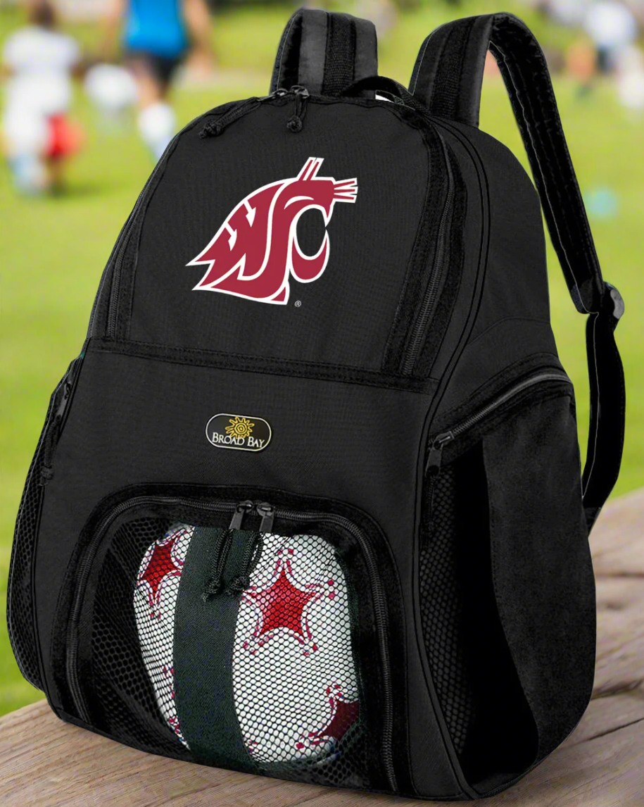 Washington State University Soccer Ball Backpack or WSU Cougars Volleyball Sports Gear Bag