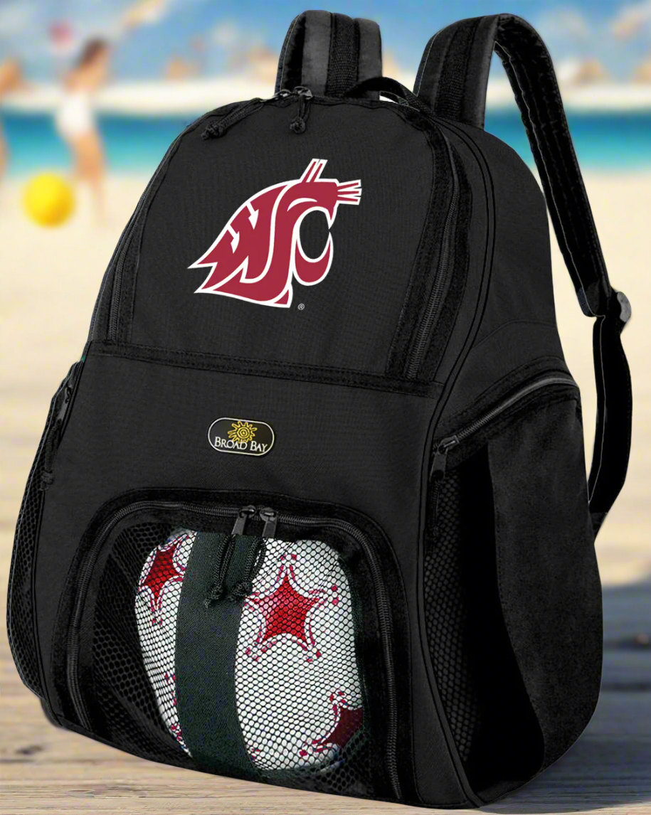 Washington State University Soccer Ball Backpack or WSU Cougars Volleyball Sports Gear Bag