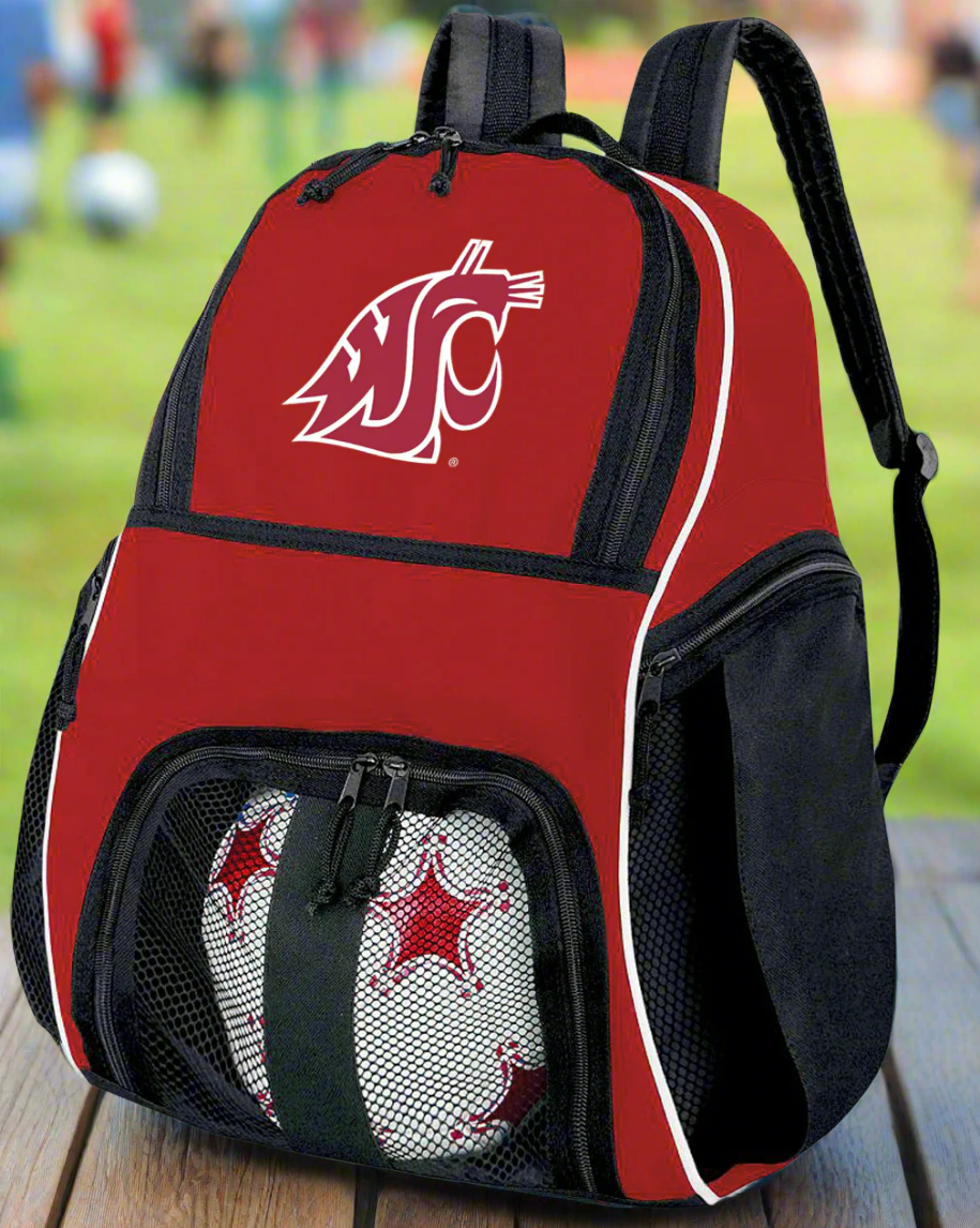 Washington State University Soccer Ball Backpack or WSU Cougars Volleyball Sports Gear Bag