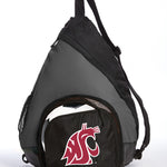 Washington State Sling Backpack WSU Cougars Bag with Soccer Ball or Volleyball Bag Sports Gear Compartment Practice Bag