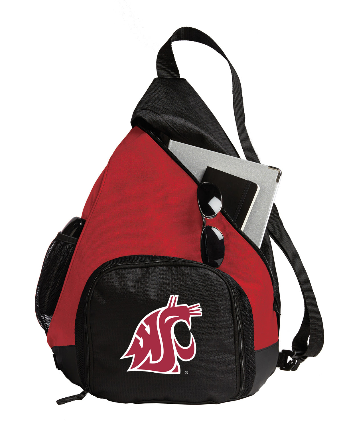 Washington State University Sling Backpack WSU Cougars Bag with Soccer Ball or Volleyball Bag Sports Gear Compartment Practice Bag