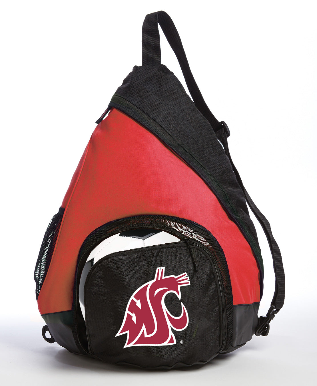 Washington State Sling Backpack WSU Cougars Bag with Soccer Ball or Volleyball Bag Sports Gear Compartment Practice Bag