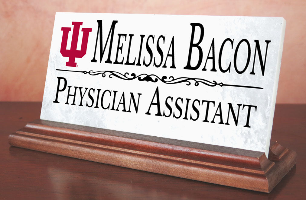 IU Indiana University Marble Nameplate Customize with your Name and Profession