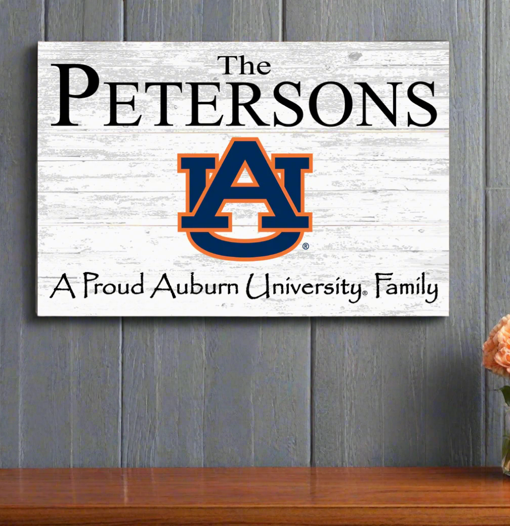 Auburn University Family Name Sign for Alumni, Fans or Graduation