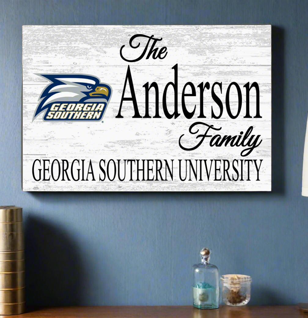 Georgia Southern Family Name Sign for GS Eagles Alumni, Fans or Graduation