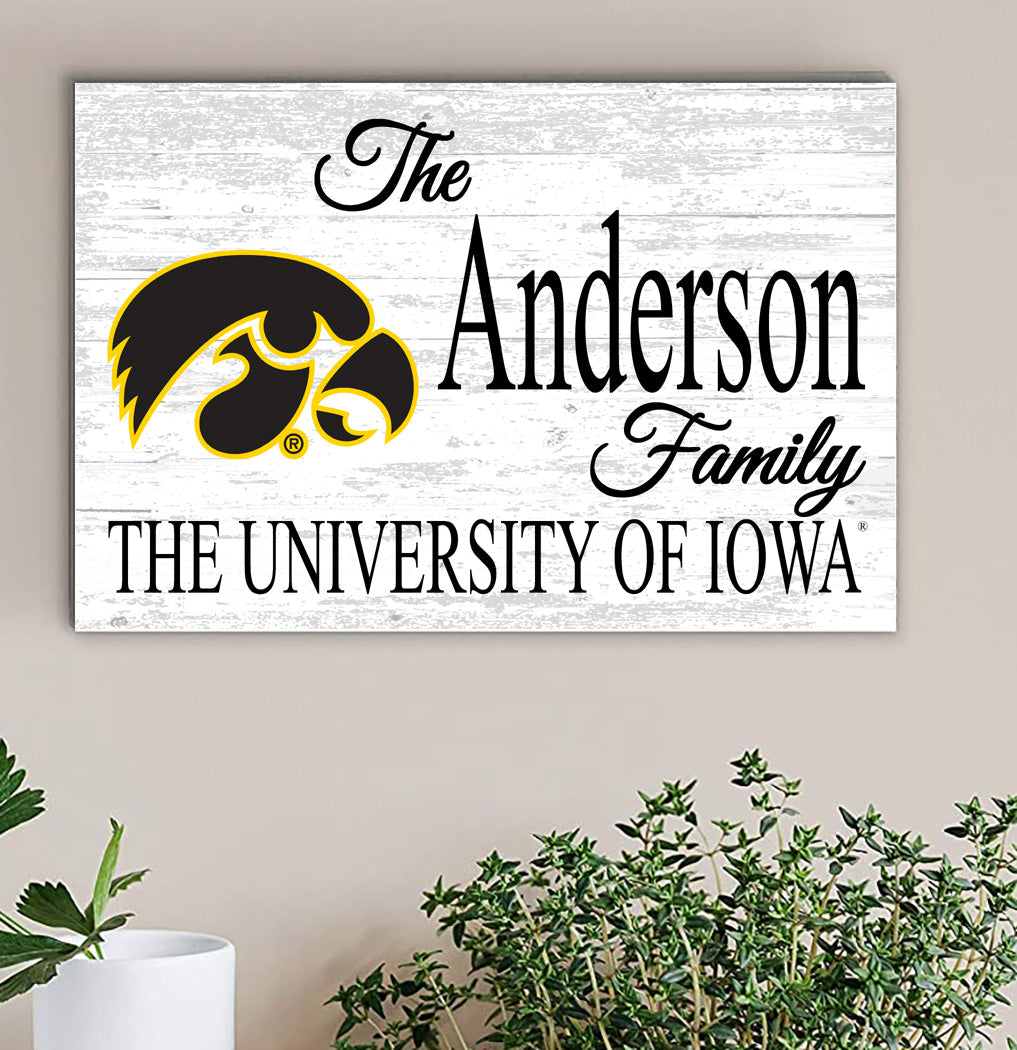 University of Iowa Family Name Sign for Iowa Hawkeys Alumni, Fans or Graduation