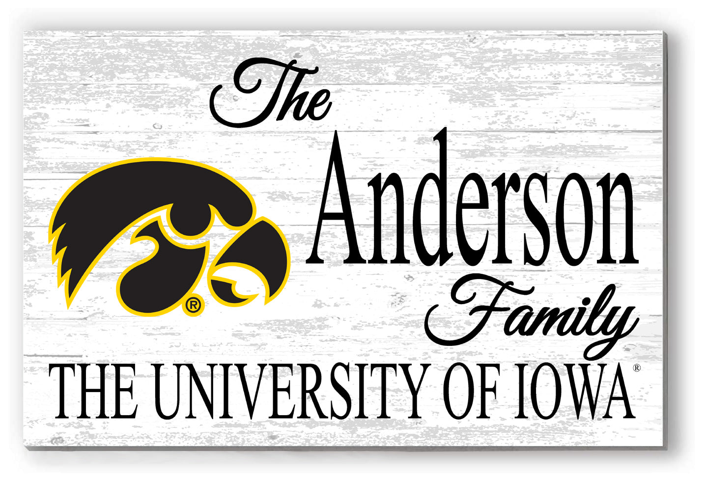 University of Iowa Family Name Sign for Iowa Hawkeys Alumni, Fans or Graduation