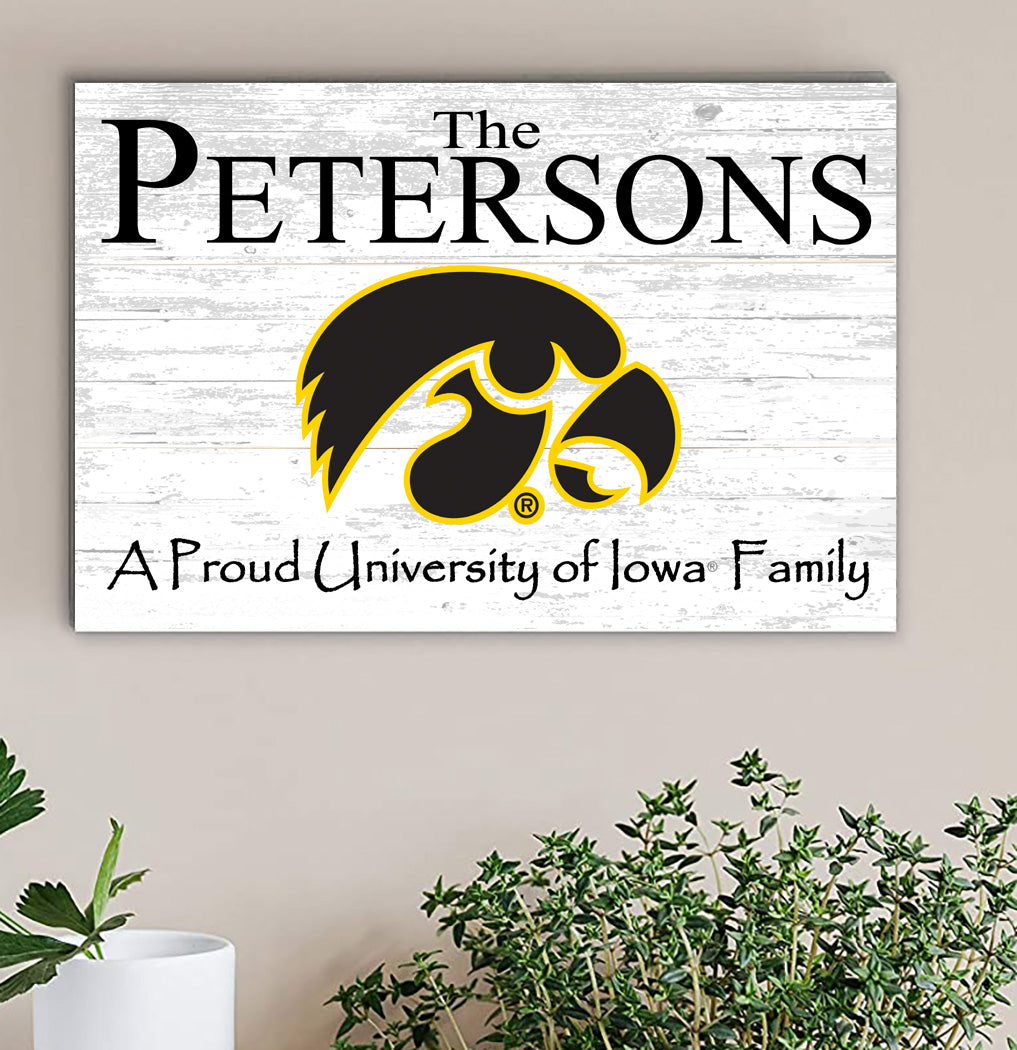 University of Iowa Family Name Sign for Iowa Hawkeys Alumni, Fans or Graduation