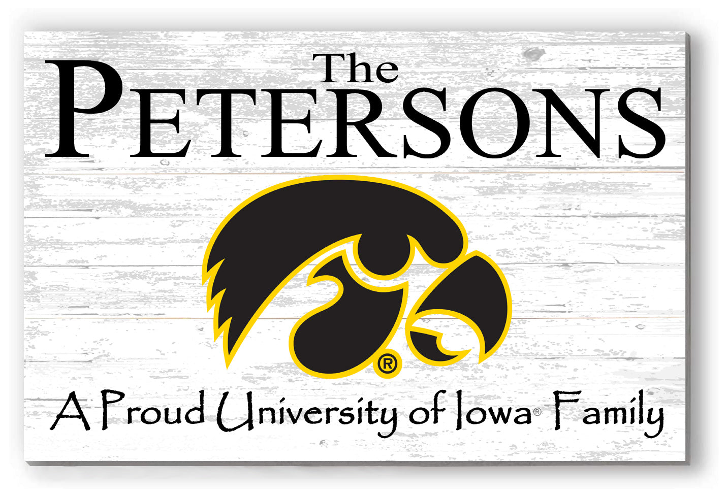 University of Iowa Family Name Sign for Iowa Hawkeys Alumni, Fans or Graduation