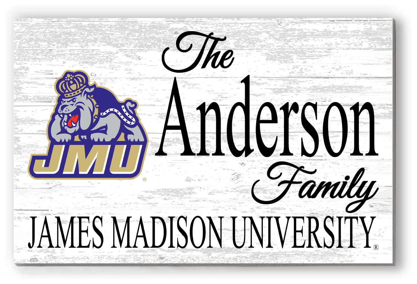 JMU Family Name Sign for James Madison Alumni, Fans or Graduation