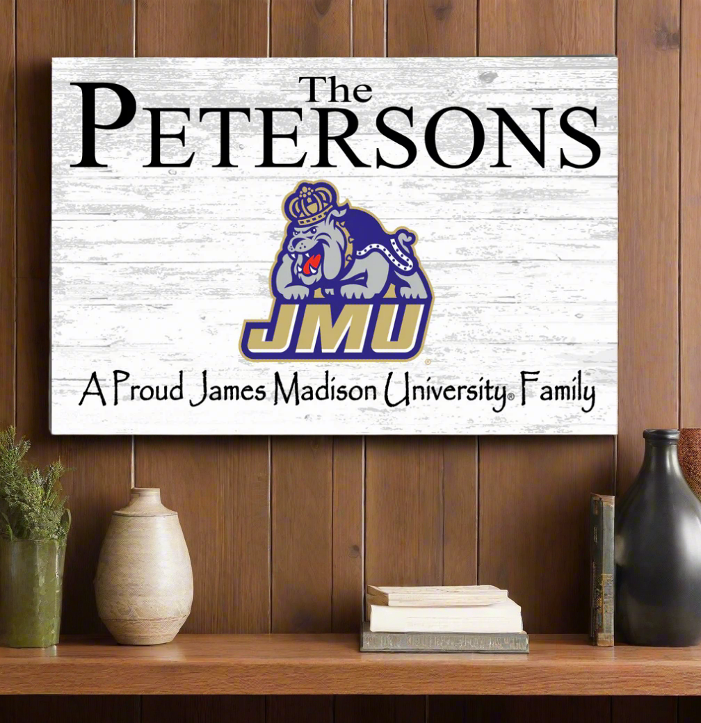 JMU Family Name Sign for James Madison Alumni, Fans or Graduation