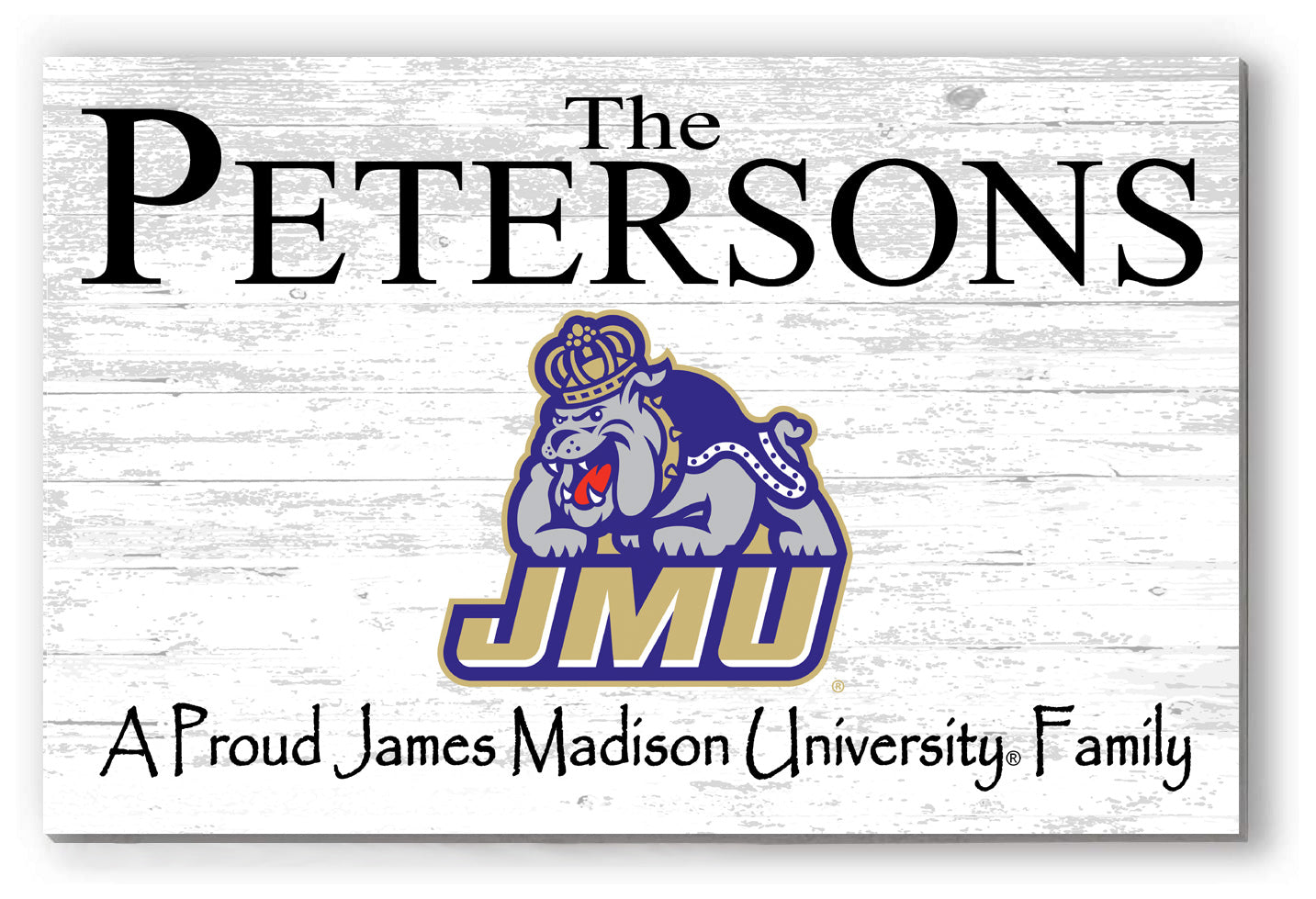 JMU Family Name Sign for James Madison Alumni, Fans or Graduation