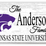 Kansas State Family Name Sign for K-State Alumni, Fans or Graduation