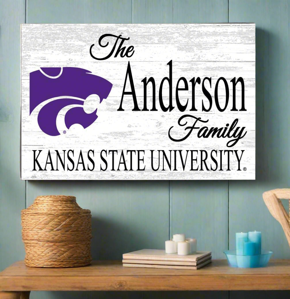 Kansas State Family Name Sign for K-State Alumni, Fans or Graduation