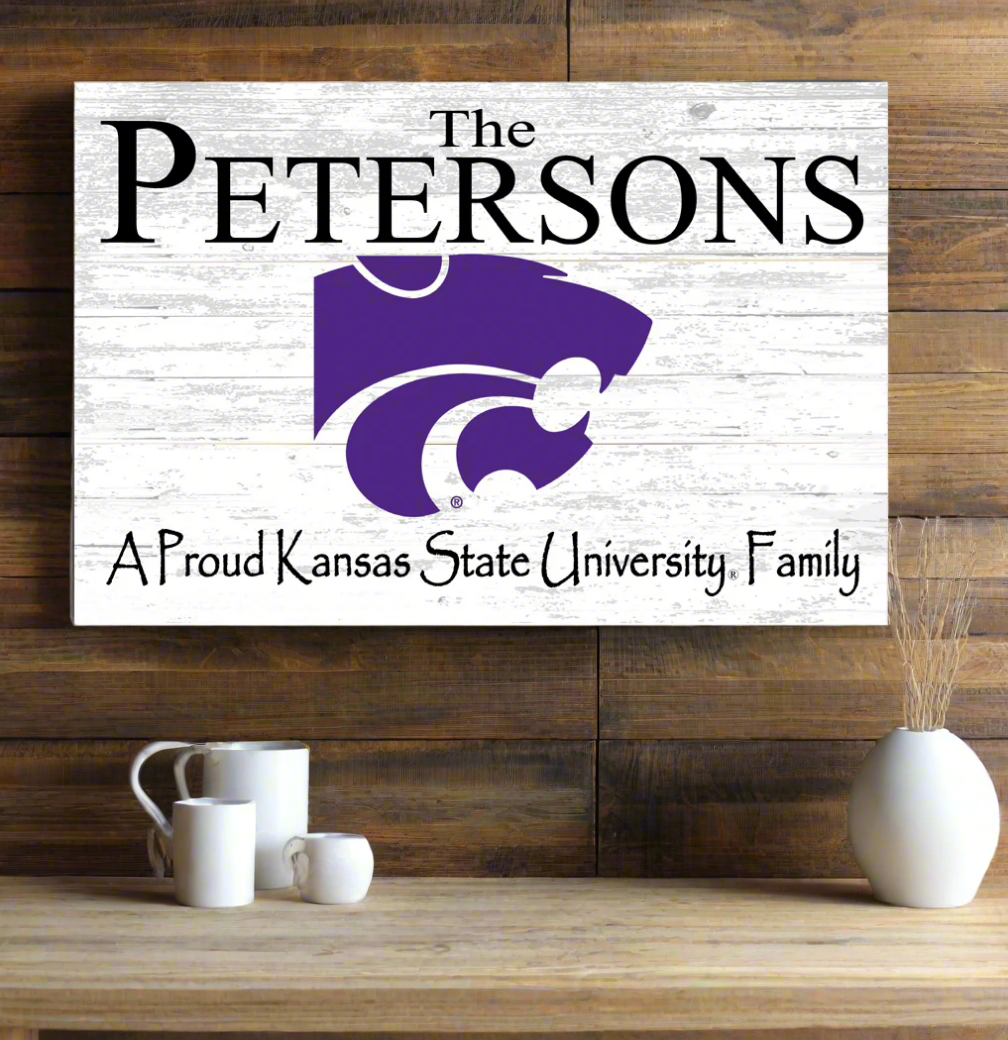 Kansas State Family Name Sign for K-State Alumni, Fans or Graduation