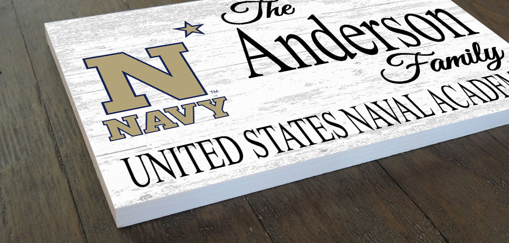 Naval Academy Family Name Sign for USNA Home Sign for Midshipmen Alumni, Fans or Graduation