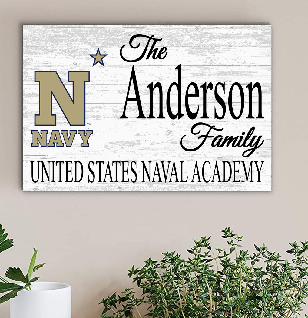 Naval Academy Family Name Sign for USNA Home Sign for Midshipmen Alumni, Fans or Graduation