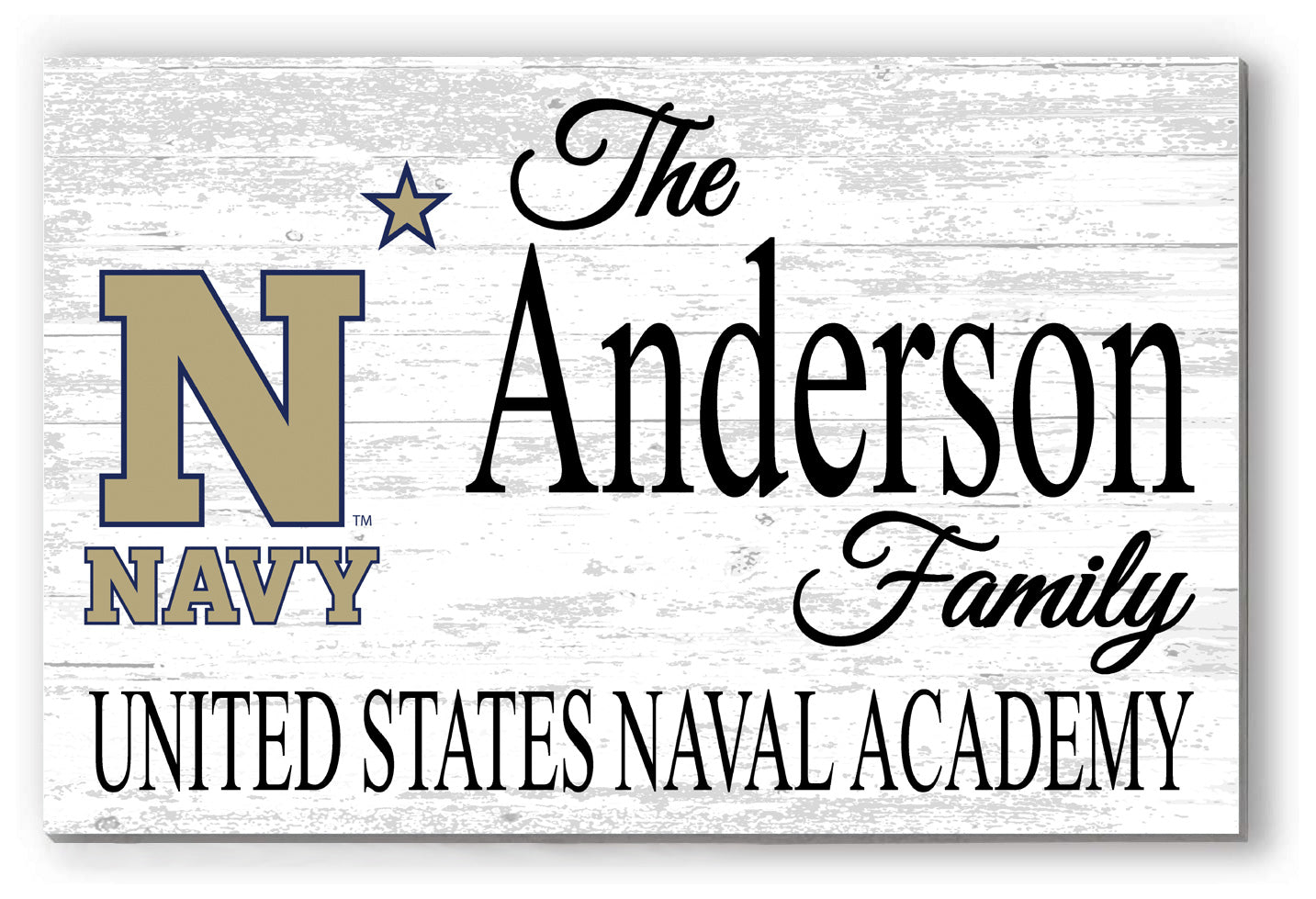 Naval Academy Family Name Sign for USNA Home Sign for Midshipmen Alumni, Fans or Graduation