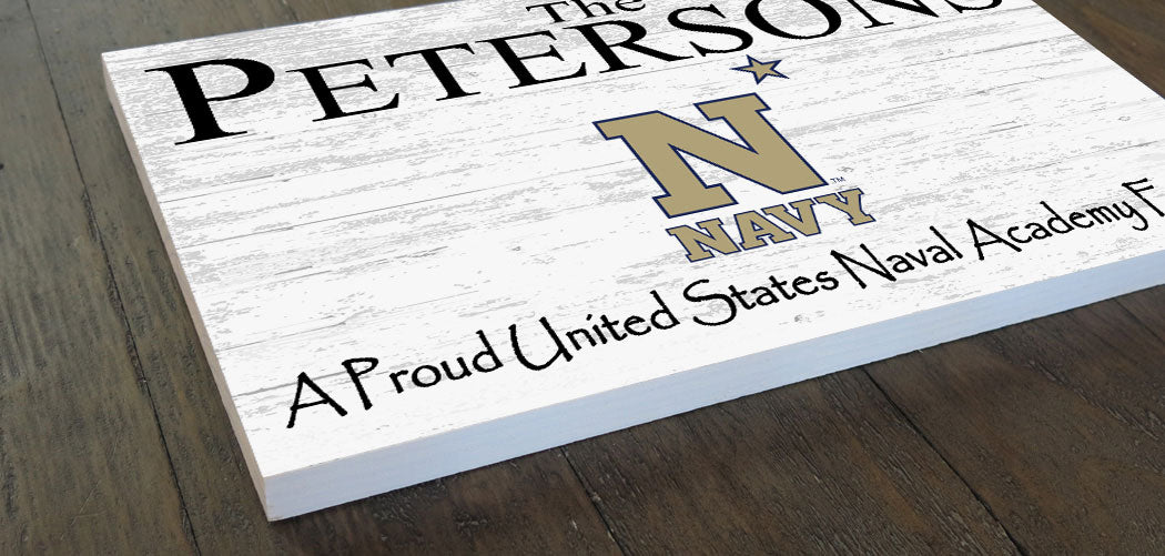 Naval Academy Family Name Sign for USNA Home Sign for Midshipmen Alumni, Fans or Graduation