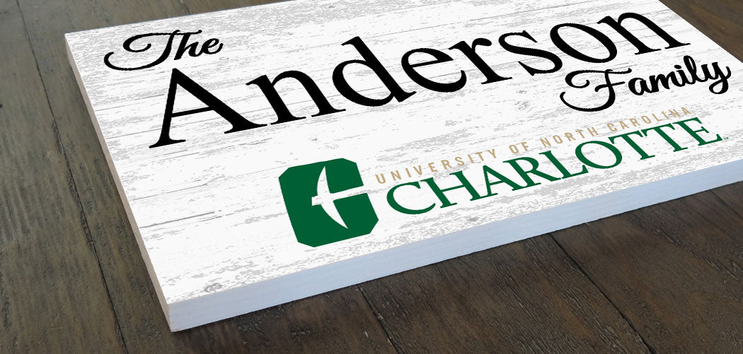 UNC Charlotte Family Name Sign for Charlotte 49ers Alumni, Fans or Graduation