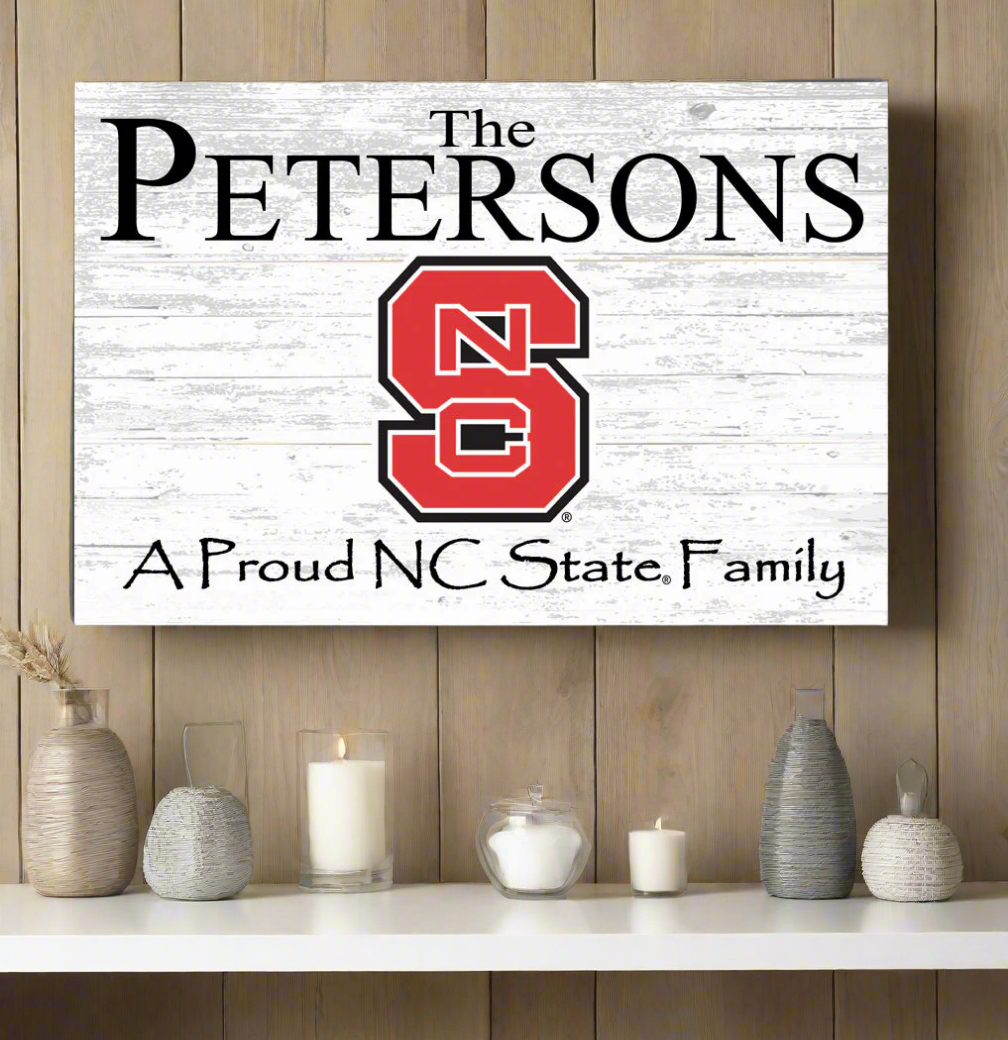 NC State Family Name Sign for Alumni, Fans or Graduation