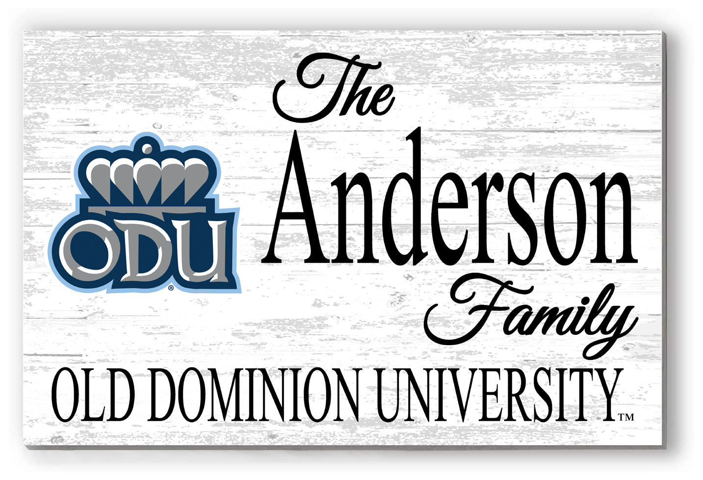 ODU Family Name Sign for Old Dominion University Alumni, Fans or Graduation