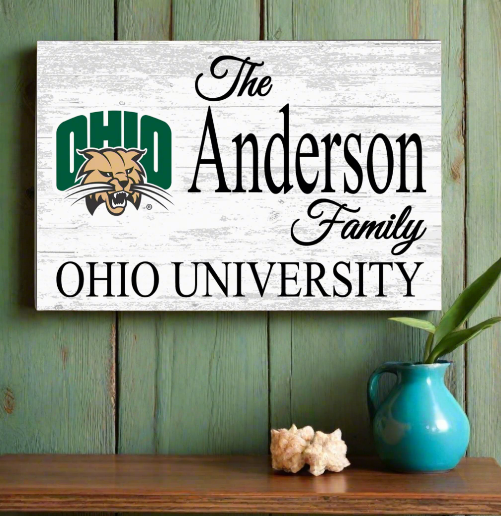 Ohio University Family Name Sign for Ohio Bobcats Homes, Alumni, Fans or Graduation